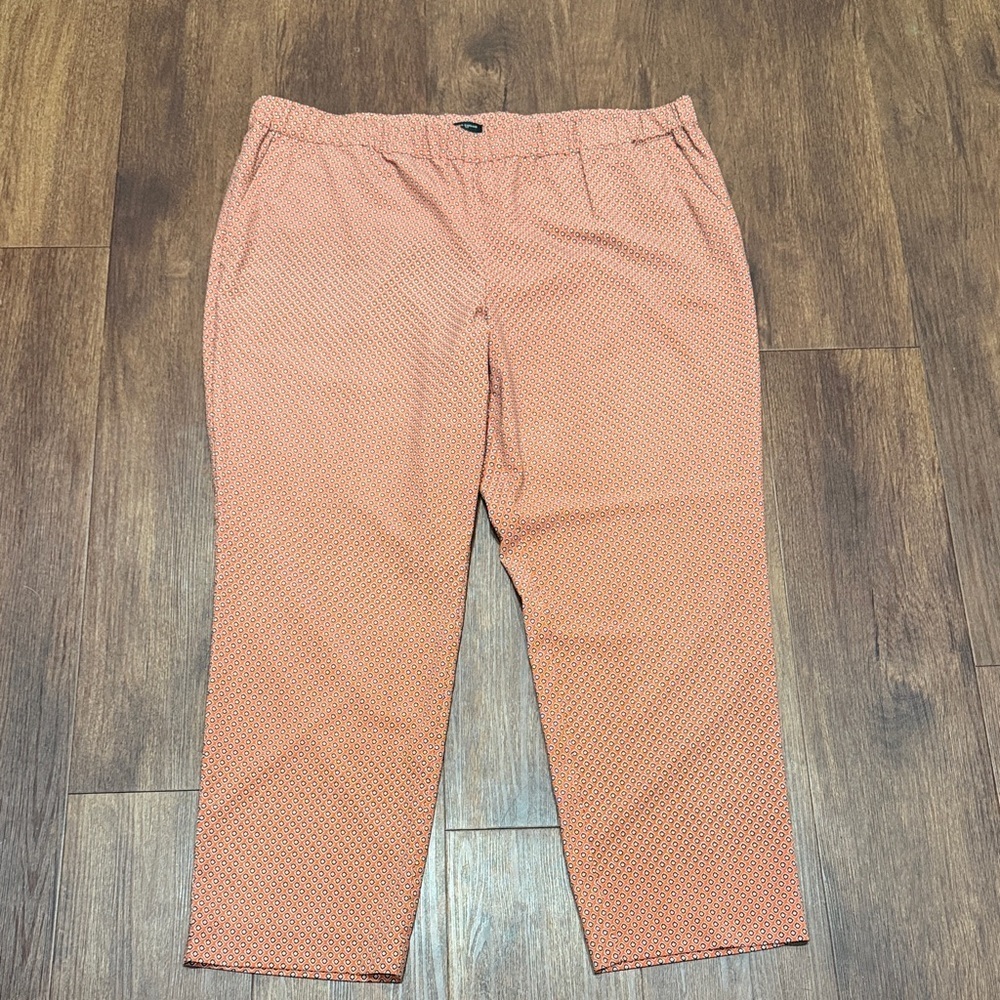 Ann Taylor Women's Orange Patterned Straight Leg Pants